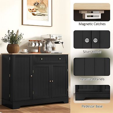 3-Level Adjustable Storage Cabinet with Doors for Entryway or Bedroom