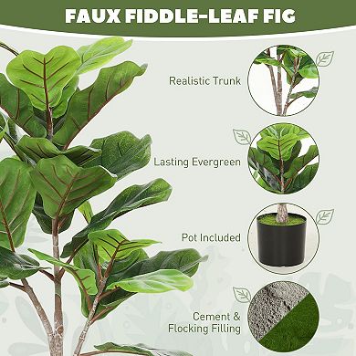 Faux Fiddle Leaf Fig Tree Indoor Potted Plant for Home Office Décor