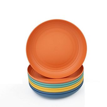 Great Ambitions 8-Pack Unbreakable Wheat Straw Plates: Microwave & Dishwasher Safe, 4 Colors