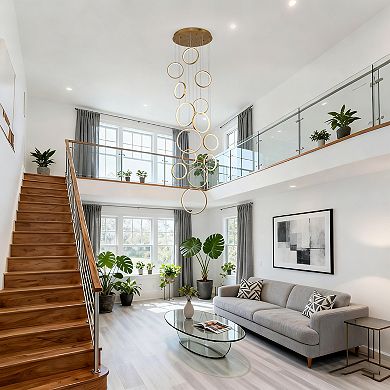 Modern Contemporary LED Dimmable Staircase And Foyer Chandelier With Remote Control