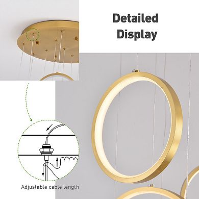 Modern Contemporary LED Dimmable Staircase And Foyer Chandelier With Remote Control