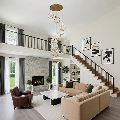 Modern Contemporary LED Dimmable Staircase And Foyer Chandelier With Remote Control