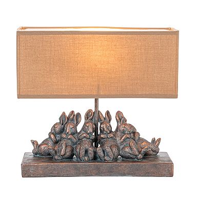Hello Honey Resin Rabbit Table Lamp with Rectangle Linen Shade