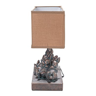 Hello Honey Resin Rabbit Table Lamp with Rectangle Linen Shade
