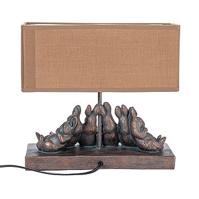 Hello Honey Resin Rabbit Table Lamp with Rectangle Linen Shade