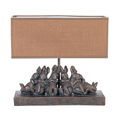 Hello Honey Resin Rabbit Table Lamp with Rectangle Linen Shade