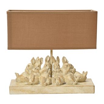 Hello Honey Resin Rabbit Table Lamp with Rectangle Linen Shade