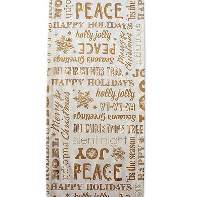 DII Christmas Gold Holiday Collage Printed Metallic Table Runner