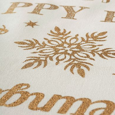DII Christmas Gold Holiday Collage Printed Metallic Table Runner