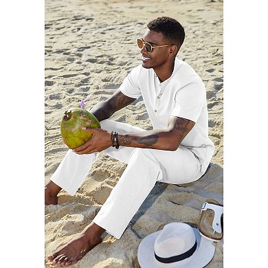 COOFANDY Men's 2 Piece Casual Summer Outfit Button Down Shirt and Henley T Shirt