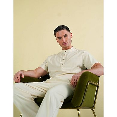COOFANDY Men's 2 Piece Casual Summer Outfit Button Down Shirt and Henley T Shirt