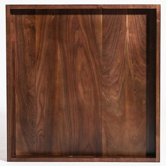Square Black Walnut Solid Wood Serving Tray Ottoman Tray