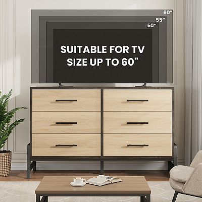 52 inch long dresser 5-Drawer Dresser for Bedroom, 52 Inch Wide Drawer Chest Large Wood Storage  Cabinet for Entryway