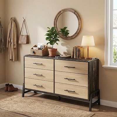 52 inch long dresser Sofanext 52 inch Long Dresser with Power Outlets and 8 Large Drawers for  Bedroom and Living Room Black