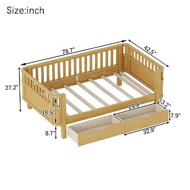 Lufeiya Twin Kids Platform Bed with Safety Rails and Storage Drawers