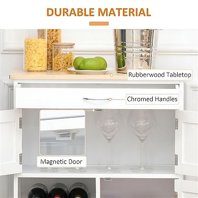 Compact Kitchen Island Cart with Cabinets, Drawer & Locking Casters, Crystal