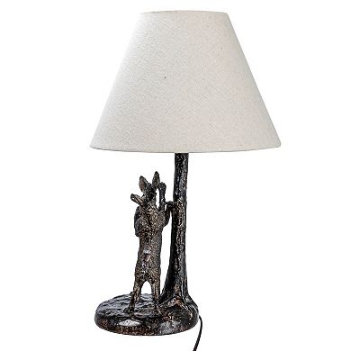 Hello Honey Bunny Rabbit Table Lamp with Linen Empire Shade, Brown and Natural