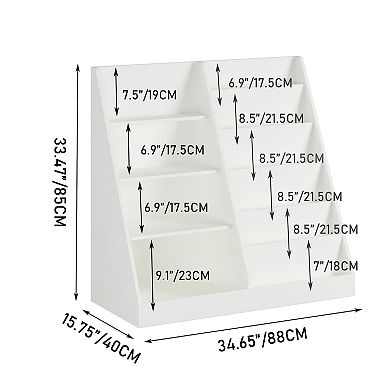 4-Tier Wooden Kids Bookshelf and Toy Storage Organizer