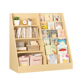 4 tier Wooden Kids Bookshelf and Toy Storage Organizer