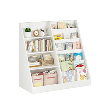 4 tier Wooden Kids Bookshelf and Toy Storage Organizer