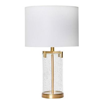 Hello Honey Modern Transparent Bubble Glass and Metal Table Lamp, Brushed Gold