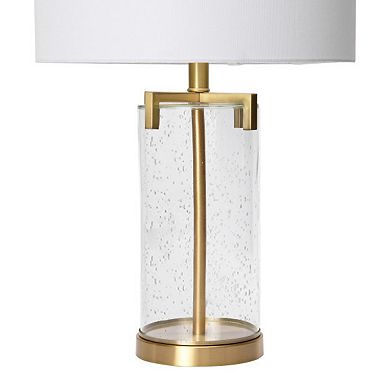 Hello Honey Modern Transparent Bubble Glass and Metal Table Lamp, Brushed Gold