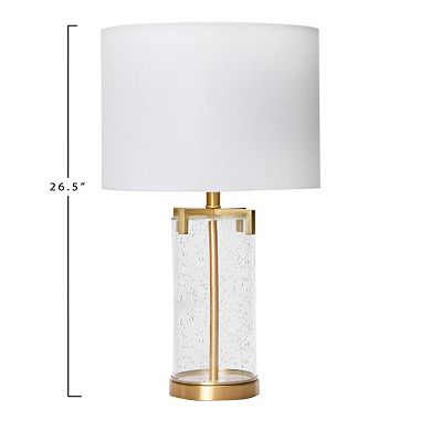Hello Honey Modern Transparent Bubble Glass and Metal Table Lamp, Brushed Gold