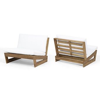 Club Chair Modern Acacia Wood Lounge Chair with Cushions, Set of 2
