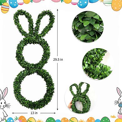 30" Easter Wreath Spring Greenery Bunny Wreath Green Leaves for Front Door Wall Window