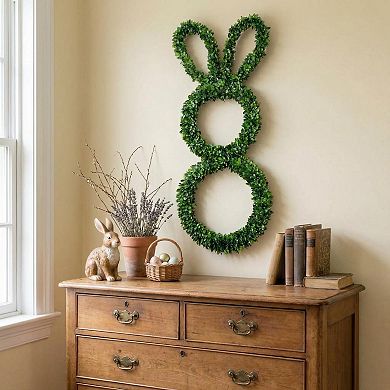 30" Easter Wreath Spring Greenery Bunny Wreath Green Leaves for Front Door Wall Window