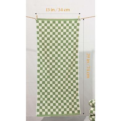 Great Ambitions 5-Pack Cotton Hand Towels, 13x29" Soft & Absorbent Checkered Design