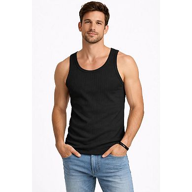 Mens 5 Pack Ribbed Tank Tops Classic Fit