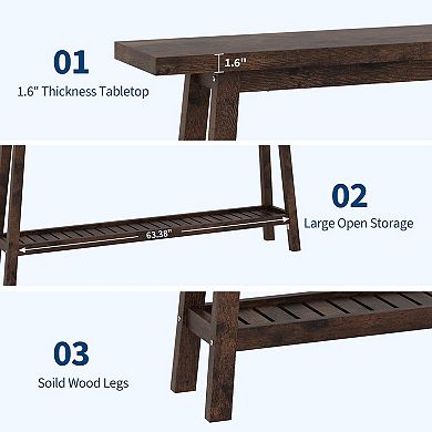 70.9 Inch Console Table,2-Tier Narrow Sofa Table Behind Couch,Extra Long Entryway Table for Hallway
