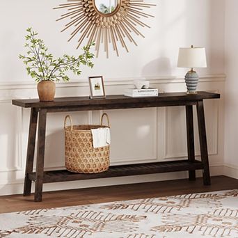 70.9 Inch Console Table,2 tier Narrow Sofa Table Behind Couch,Extra Long Entryway Table for Hallway