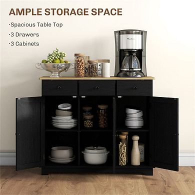 3-Drawer Storage Cabinet with Adjustable Shelves for Kitchen or Living Room