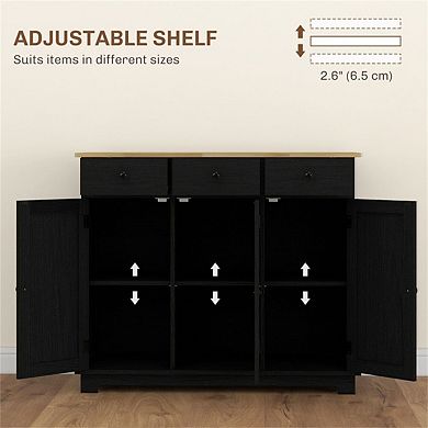3-Drawer Storage Cabinet with Adjustable Shelves for Kitchen or Living Room