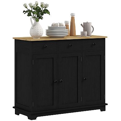 3-Drawer Storage Cabinet with Adjustable Shelves for Kitchen or Living Room
