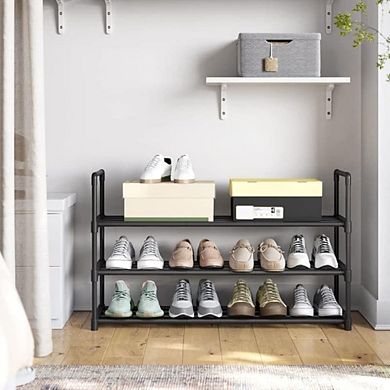 3-Tier Slatted Metal Shoe Organizer