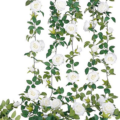 4pcs 26 Ft Artificial Rose Vine Flower Garland Silk Hanging Wedding Party
