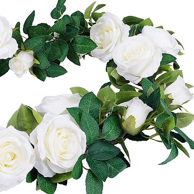 4pcs 26 Ft Artificial Rose Vine Flower Garland Silk Hanging Wedding Party