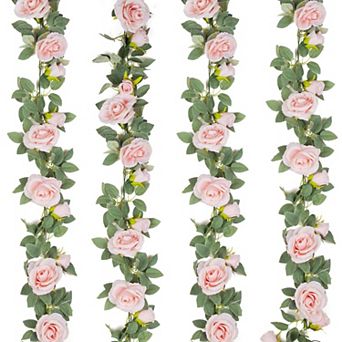 4 pc 26 Ft Artificial Rose Vine Flower Garland Silk Hanging Wedding Party
