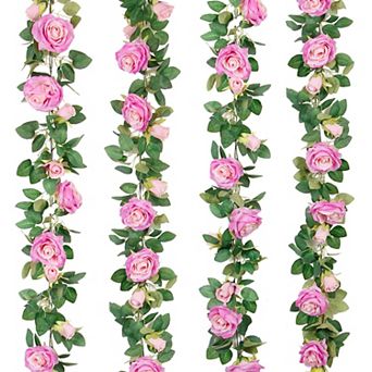 4 pc 26 Ft Artificial Rose Vine Flower Garland Silk Hanging Wedding Party