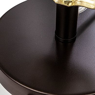 Hello Honey Fillable Glass Table Lamp with Linen Shade, Clear and White