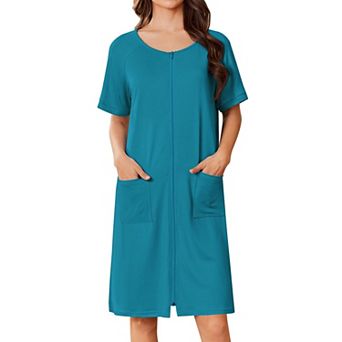 Ekouaer Women Zip Up Robe Short Bathrobe Lightweight House Coats Floral Print House Dress