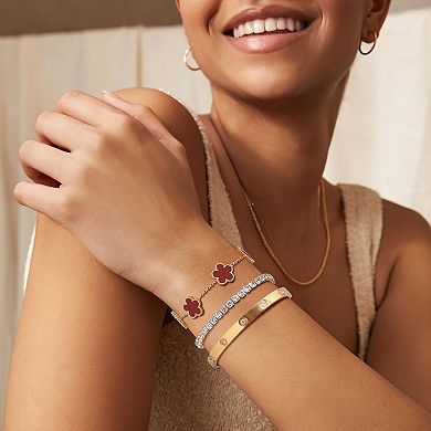 18K Plated Floral Stackable Bracelets Set - Elegant Gift for Women