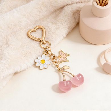 Cute Cherry Keychain Bag Charm Women Decor Gift Holiday Birthday Christmas