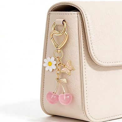 Cute Cherry Keychain Bag Charm Women Decor Gift Holiday Birthday Christmas
