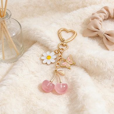 Cute Cherry Keychain Bag Charm Women Decor Gift Holiday Birthday Christmas
