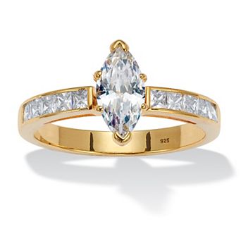 1.4 TCW Marquise CZ 14k Yellow Gold-Plated Sterling Silver Engagement Ring