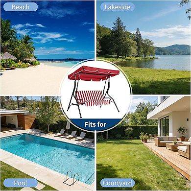 3-Seat Patio Swing Chair with Adjustable Canopy